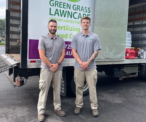 Green Grass Lawn Care Crew with truck